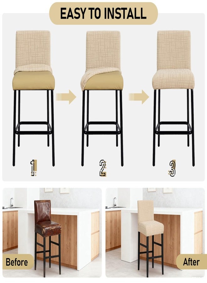 JIUZHEN أغطية كراسي بار جيوتشن، أغطية كراسي بار عالية المرونة، قابلة للإزالة والغسل، أغطية كراسي بار مخملية للمطبخ، الحانة، غرفة الطعام، عبوة من قطعتين، لون جملي - Image 4